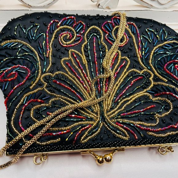 Black Beaded Purse with Butterfly - Picture 5 of 5